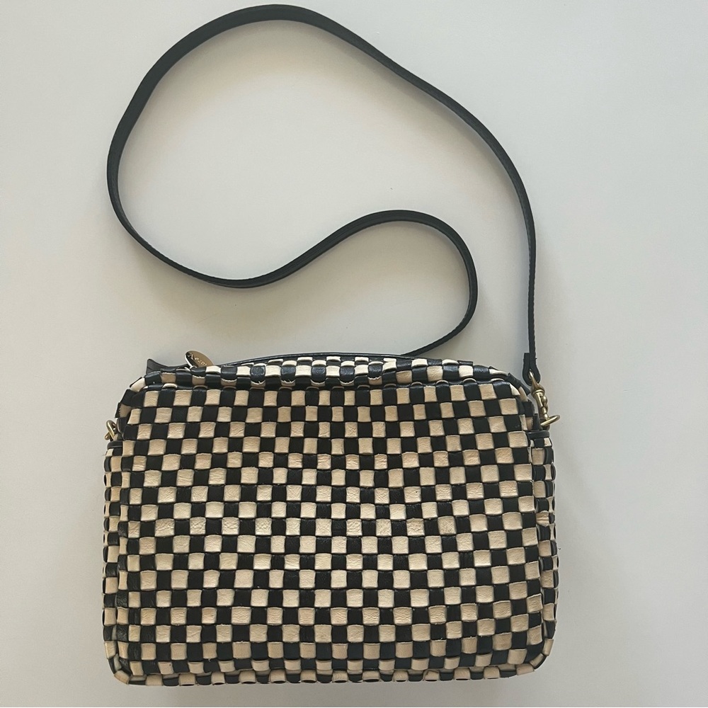 Clare V. Marisol Woven Black and Cream Handbag